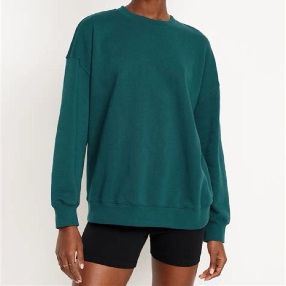 Old Navy SoComfy green tunic-length crewneck sweatshirt Size large petite